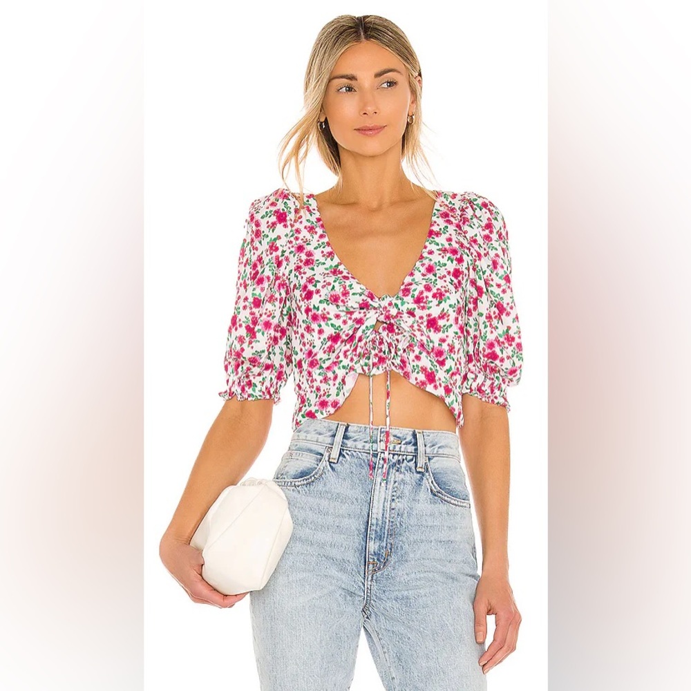 For Love and Lemons Petal Blouse in Carnation